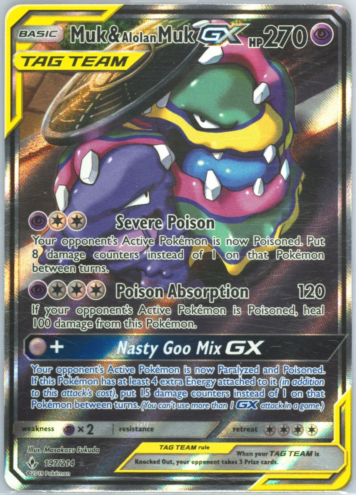Full Art/Muk & Alolan Muk GX (197) 2019 Pokemon Sun & Moon Unbroken Bonds
