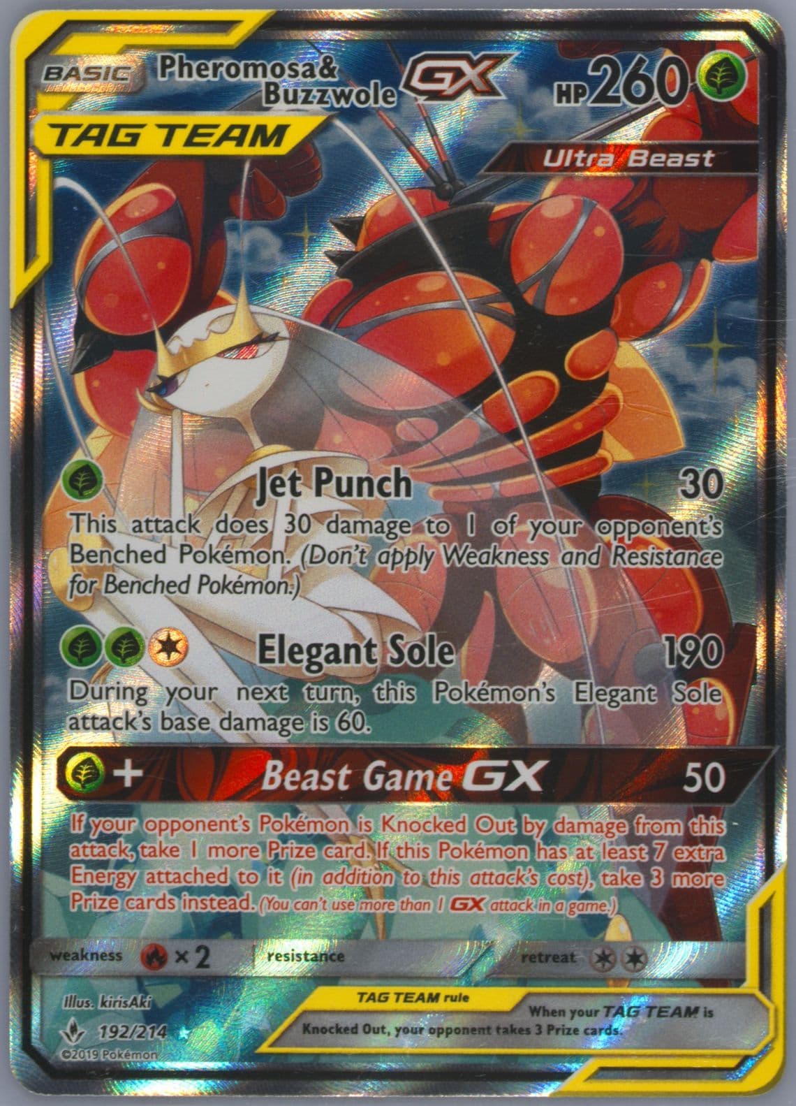 Full Art/Pheromosa & Buzzwole GX (192) 2019 Pokemon Sun & Moon Unbroken Bonds