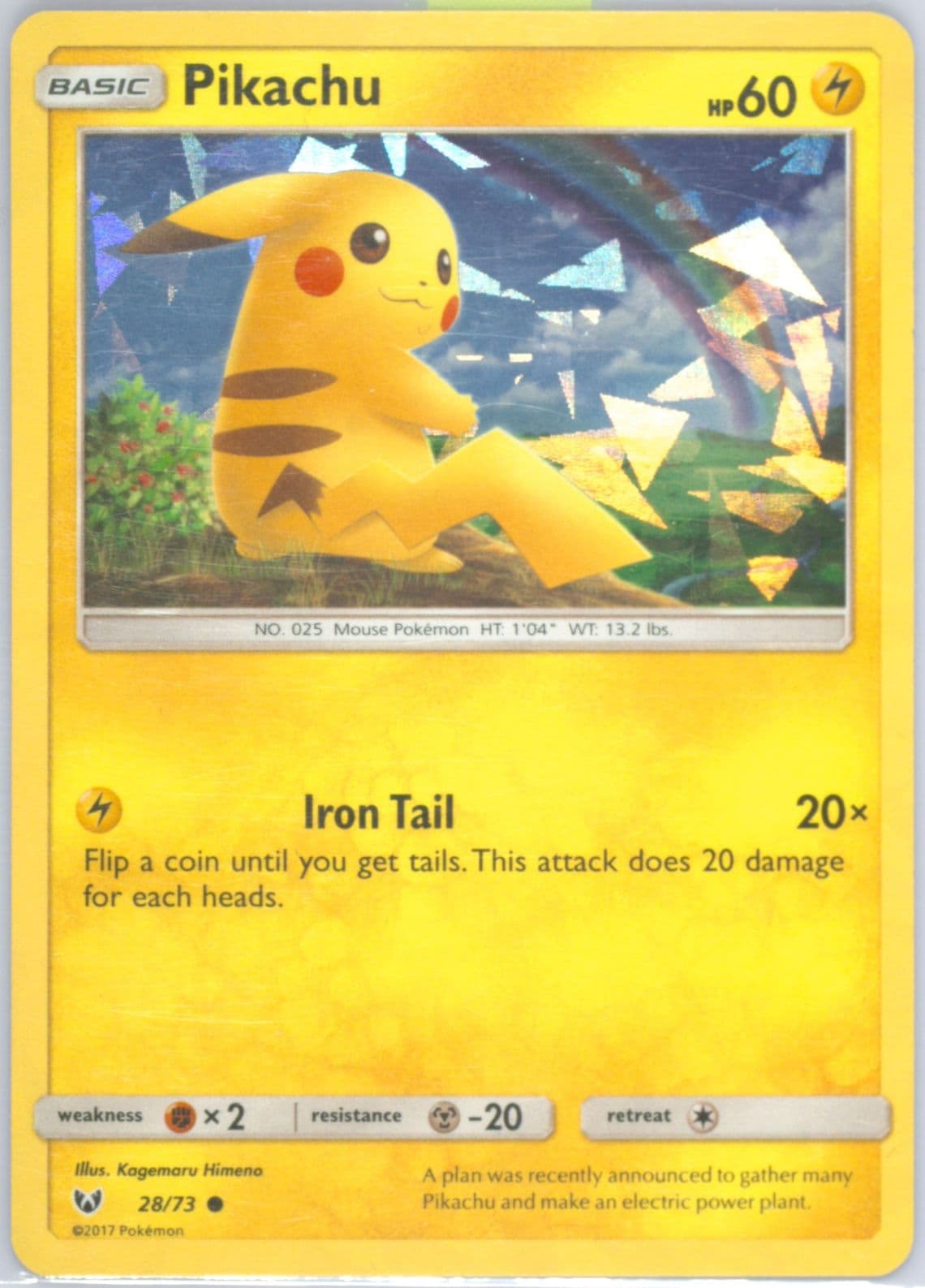 Pikachu-Holo Cracked Ice Let's Play Pikachu! Theme Deck (28) 2017 Pokemon Sun & Moon Shining Legends