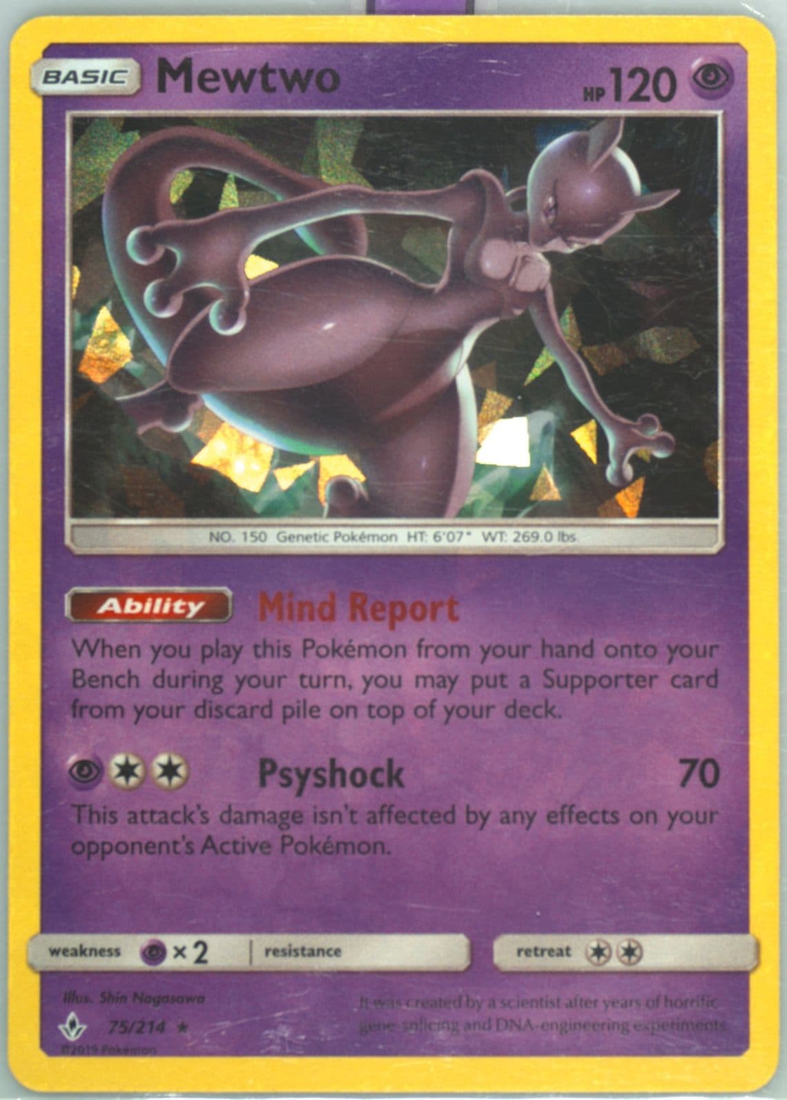 Mewtwo-Holo Cracked Ice (75) 2019 Pokemon Sun & Moon Unbroken Bonds