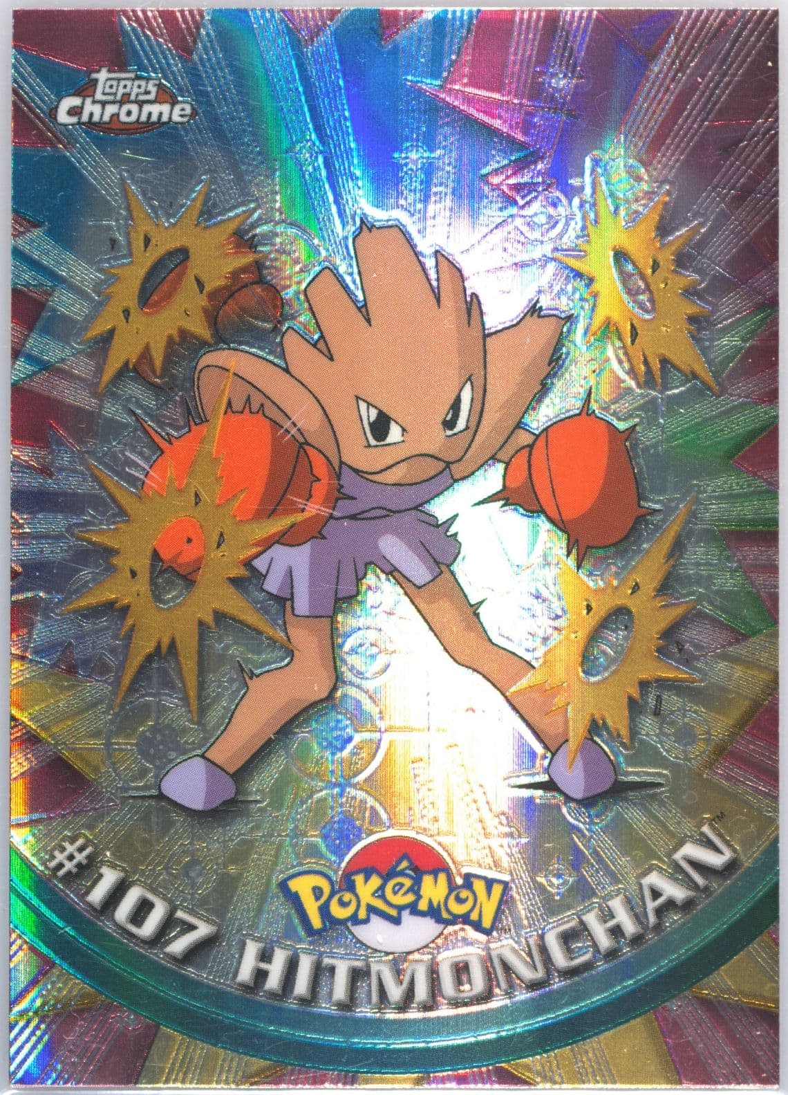 Hitmonchan Spectra (107) 2000 Topps Chrome Pokemon T.V.