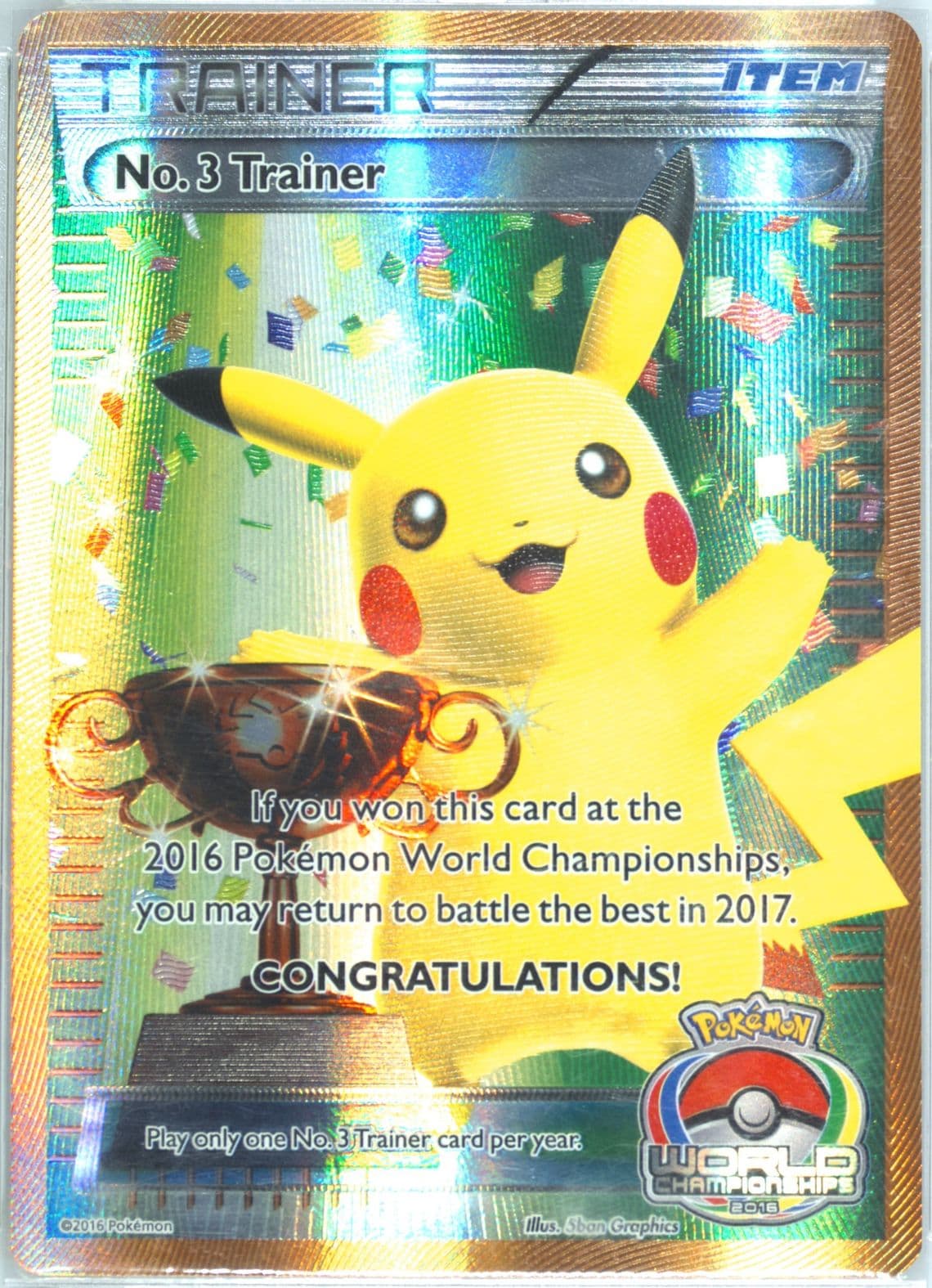 No. 3 Trainer 2016 Pokemon World Championships Promo