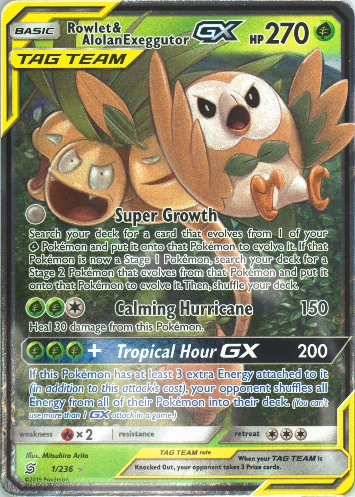 Rowlet & Alolan Exeggutor GX (1) 2019 Pokemon Sun & Moon Unified Minds