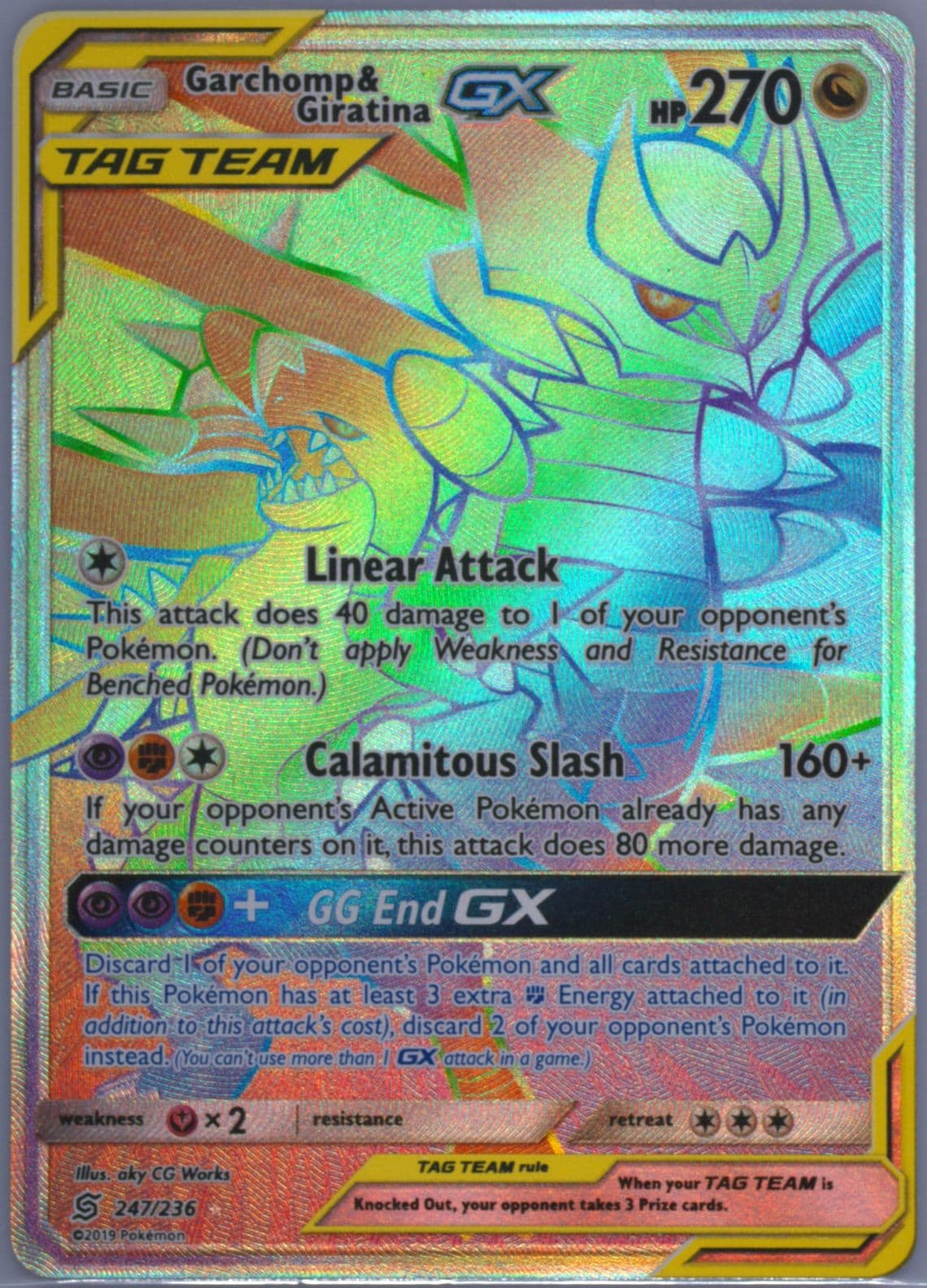 Full Art/Garchomp & Giratina GX Secret (247) 2019 Pokemon Sun & Moon Unified Minds