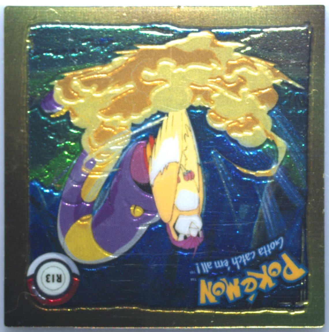 Ekans (R13) 1999 Pokemon Stickers Series 1 Rare Gold Stickers