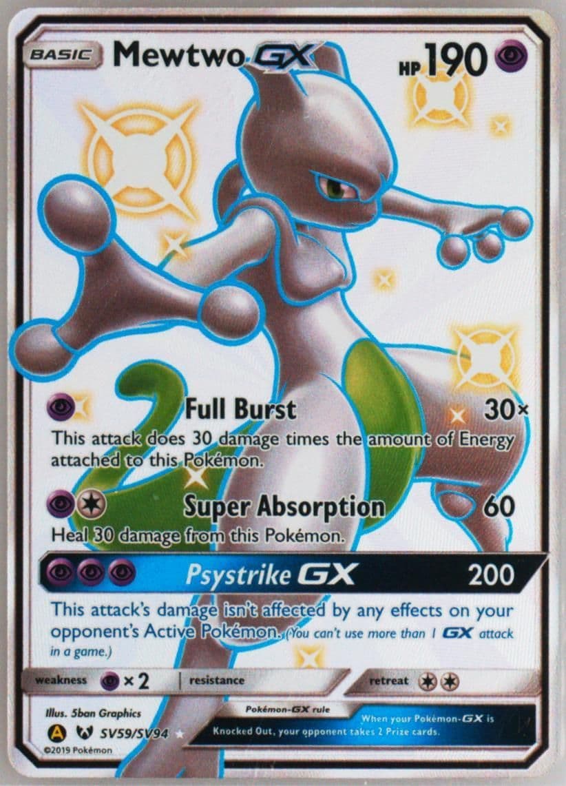 Full Art/Mewtwo GX (SV59) 2019 Pokemon Sun & Moon Hidden Fates