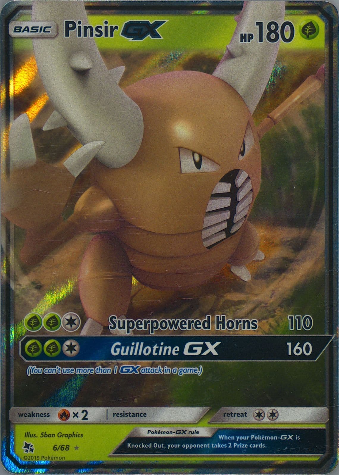 Pinsir GX (6) 2019 Pokemon Sun & Moon Hidden Fates