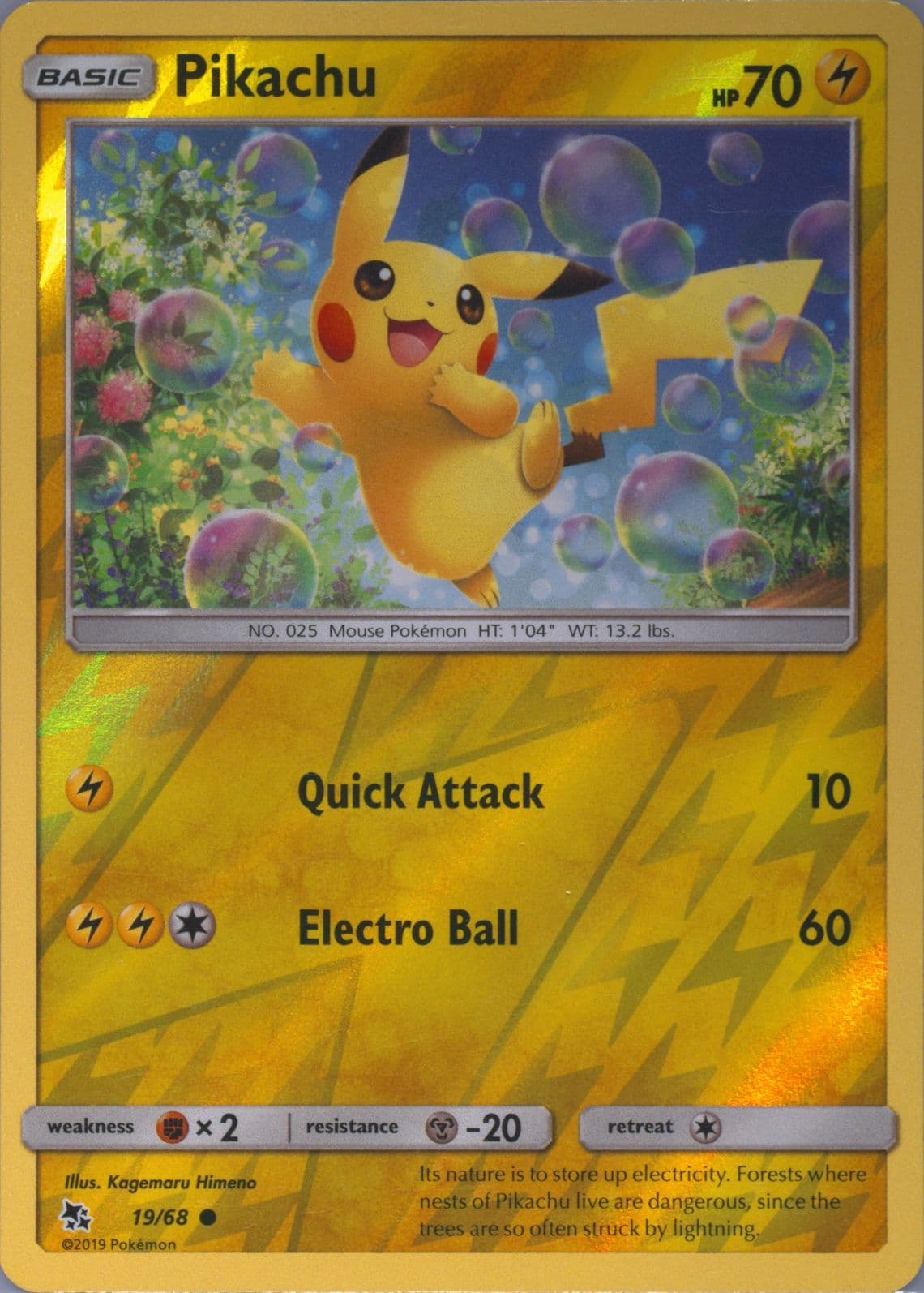 Pikachu-Reverse Foil (19) 2019 Pokemon Sun & Moon Hidden Fates