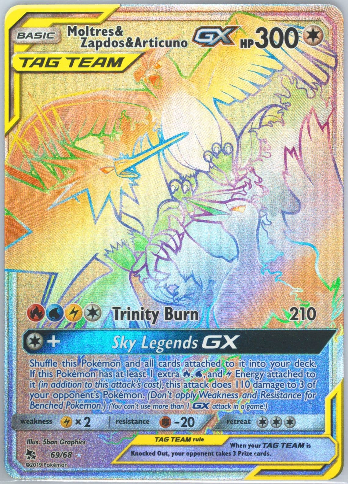Full Art/Moltres & Zapdos & Articuno GX Secret (69) 2019 Pokemon Sun & Moon Hidden Fates