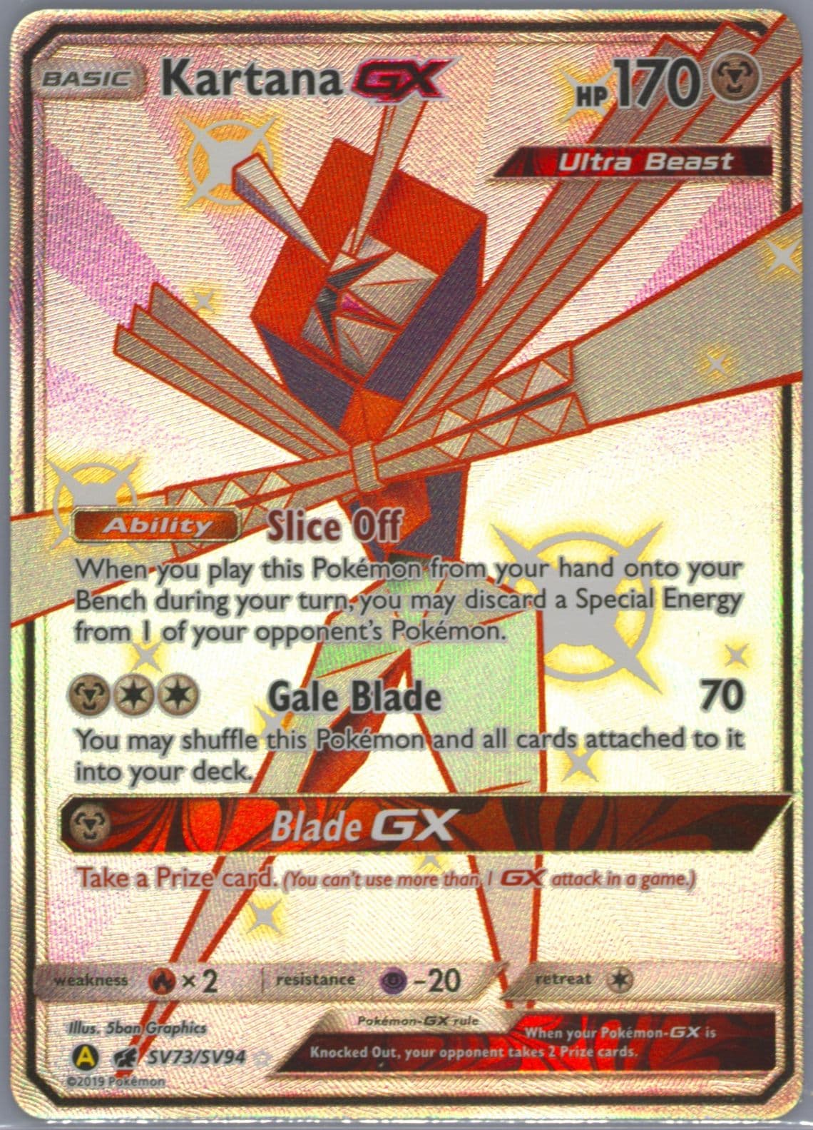 Full Art/Kartana GX (SV73) 2019 Pokemon Sun & Moon Hidden Fates