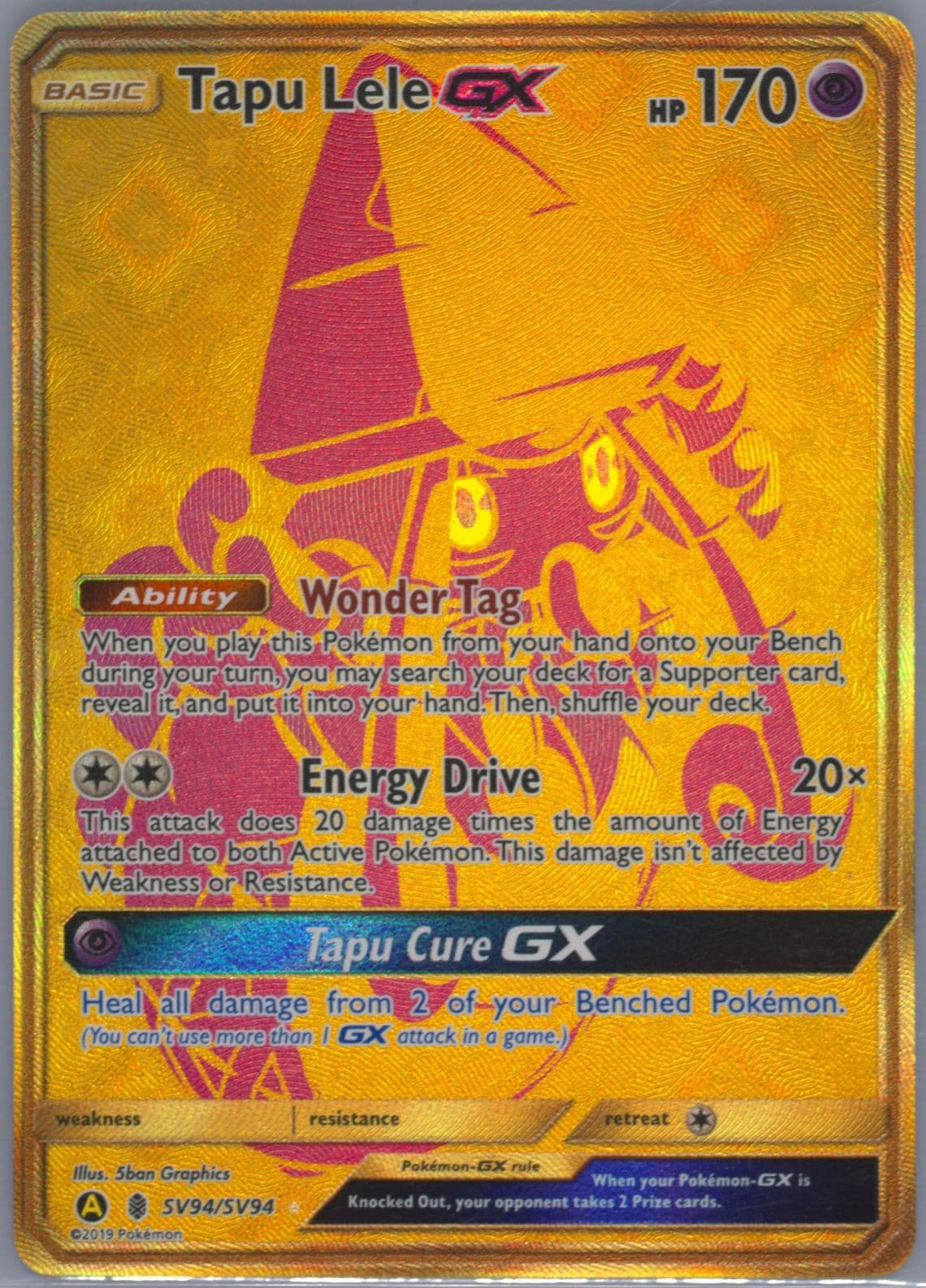 Full Art/Tapu Lele GX (SV94) 2019 Pokemon Sun & Moon Hidden Fates