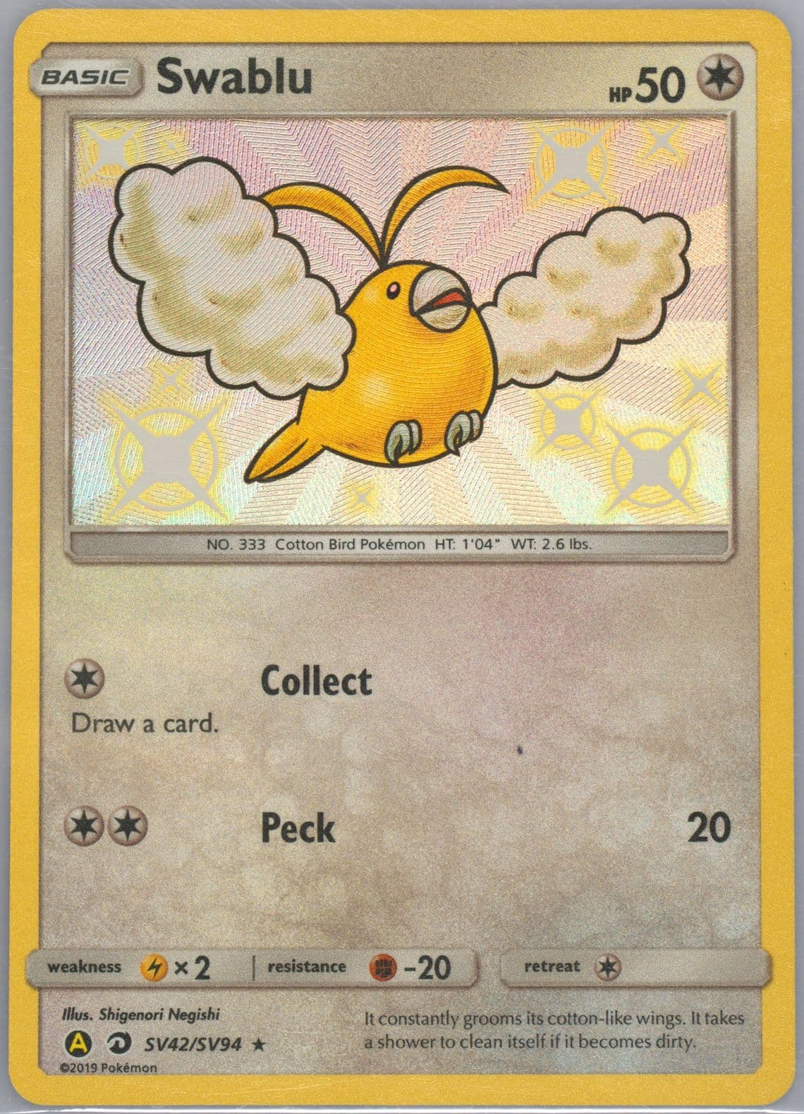 Swablu-Holo (SV42) 2019 Pokemon Sun & Moon Hidden Fates