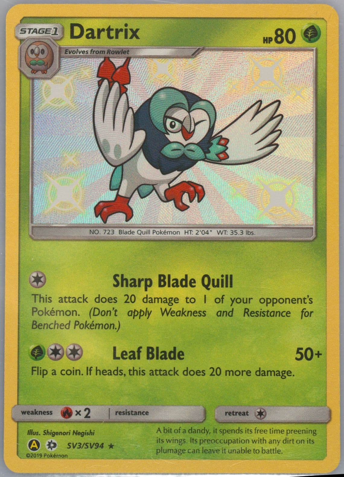 Dartrix-Holo (SV3) 2019 Pokemon Sun & Moon Hidden Fates