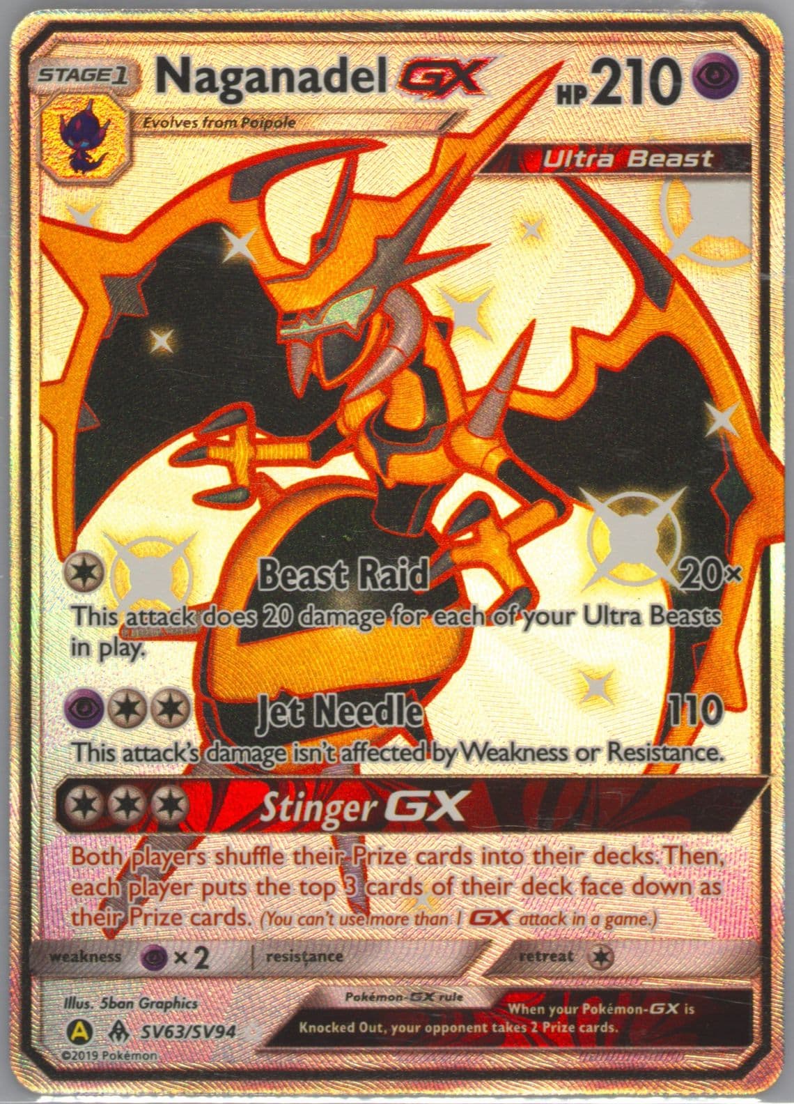 Full Art/Naganadel GX (SV63) 2019 Pokemon Sun & Moon Hidden Fates