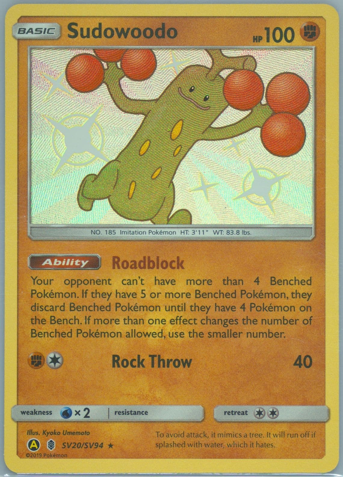Sudowoodo-Holo (SV20) 2019 Pokemon Sun & Moon Hidden Fates