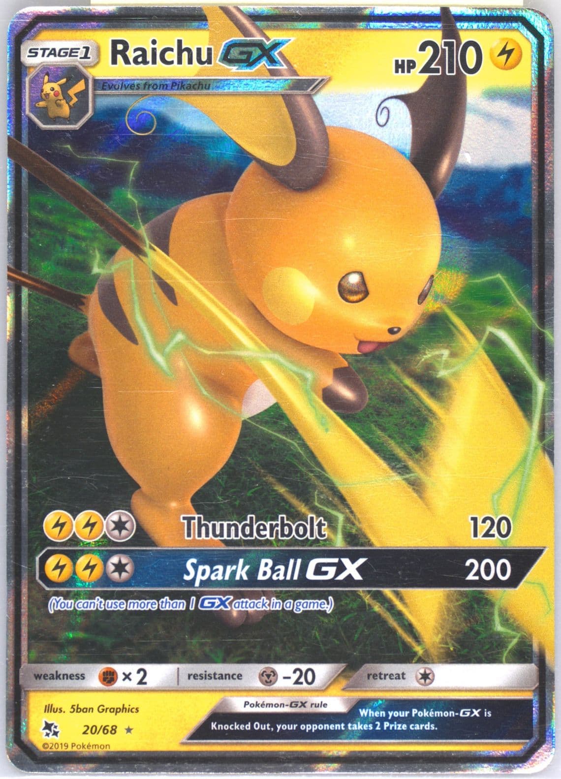 Raichu GX (20) 2019 Pokemon Sun & Moon Hidden Fates