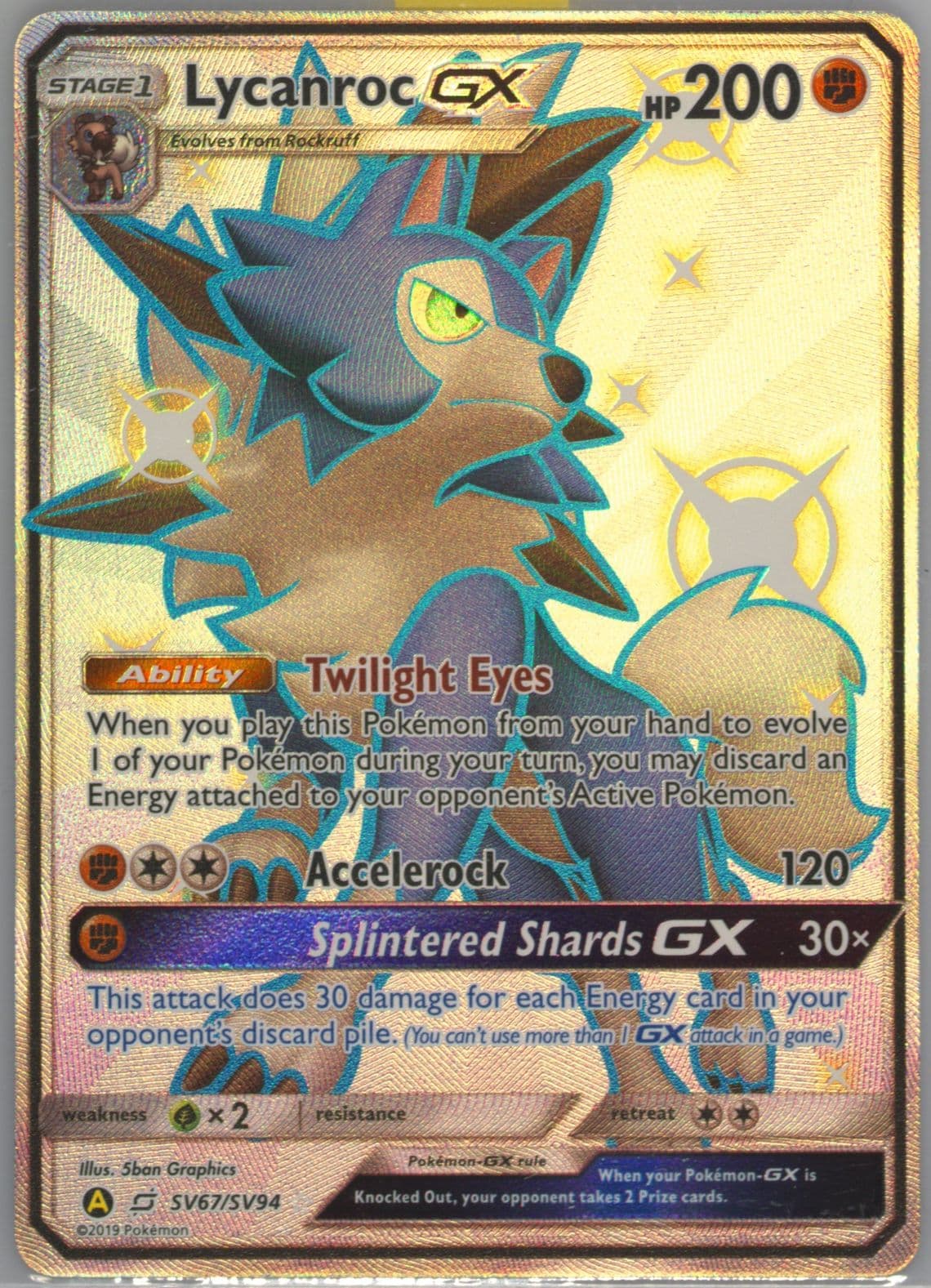 Full Art/Lycanroc GX (SV67) 2019 Pokemon Sun & Moon Hidden Fates