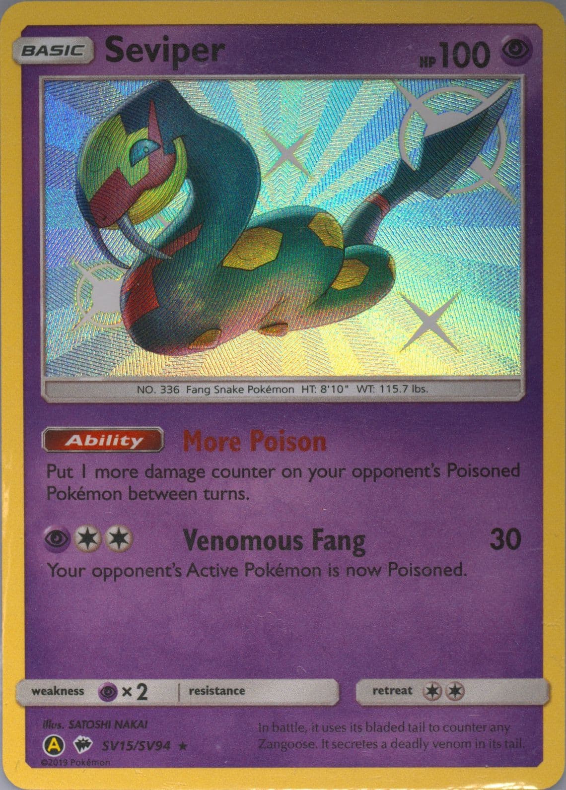Seviper-Holo (SV15) 2019 Pokemon Sun & Moon Hidden Fates