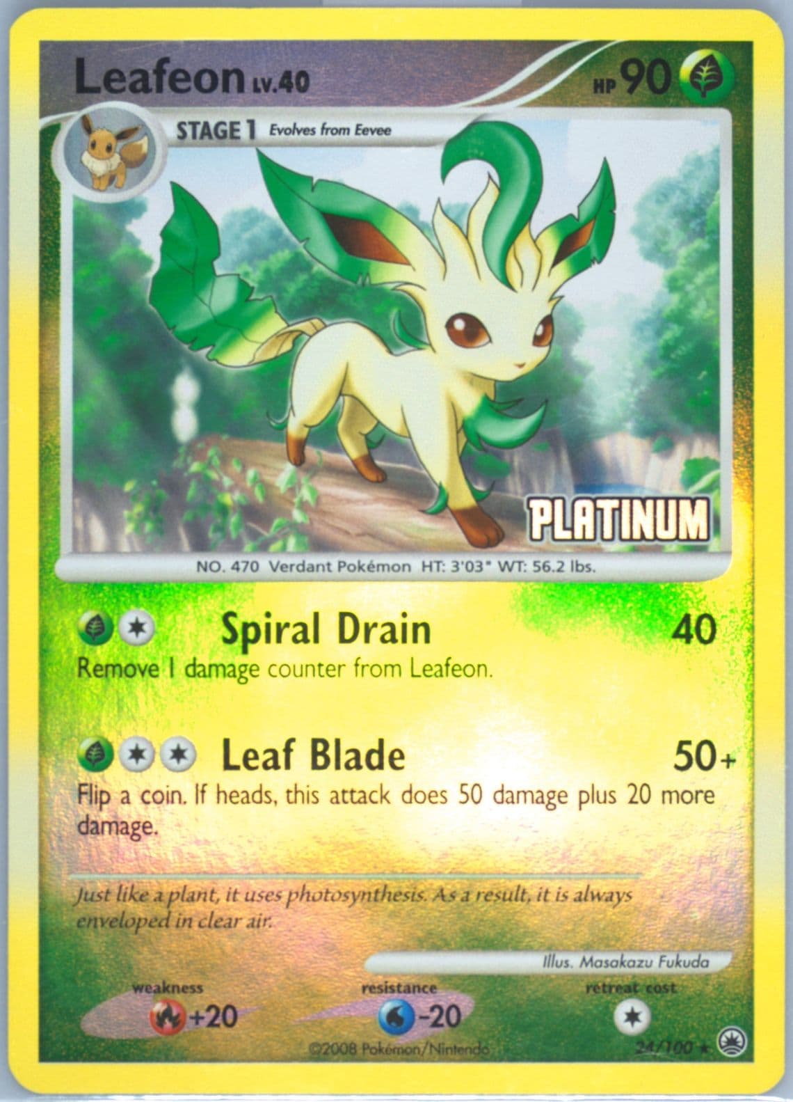 Leafeon-Reverse Foil Burger King Collection 2009 (24) 2008 Pokemon Diamond & Pearl Majestic Dawn