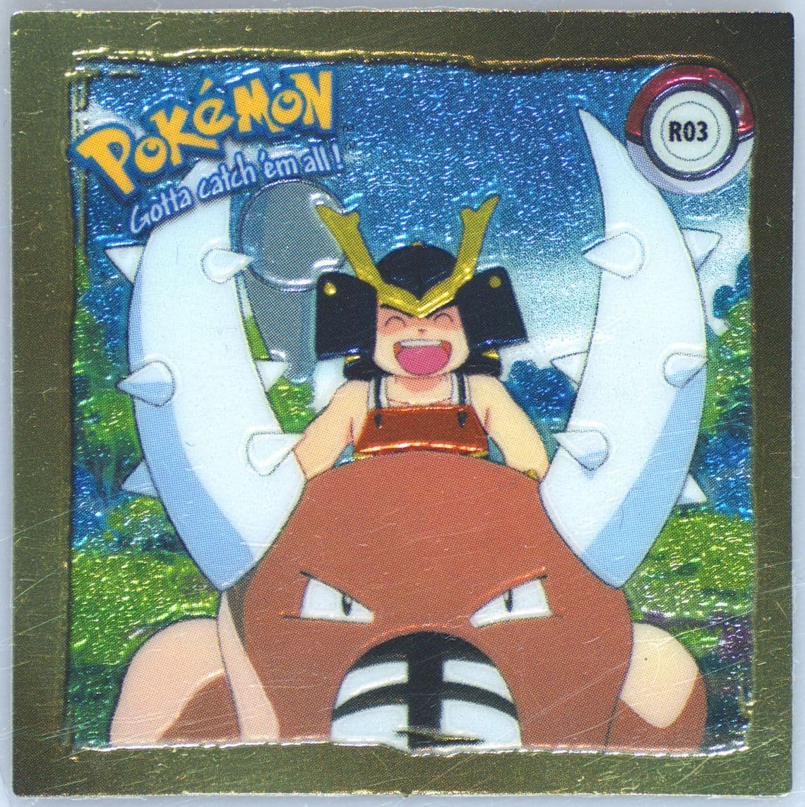 Pinsir (R03) 1999 Pokemon Stickers Series 1 Rare Gold Stickers