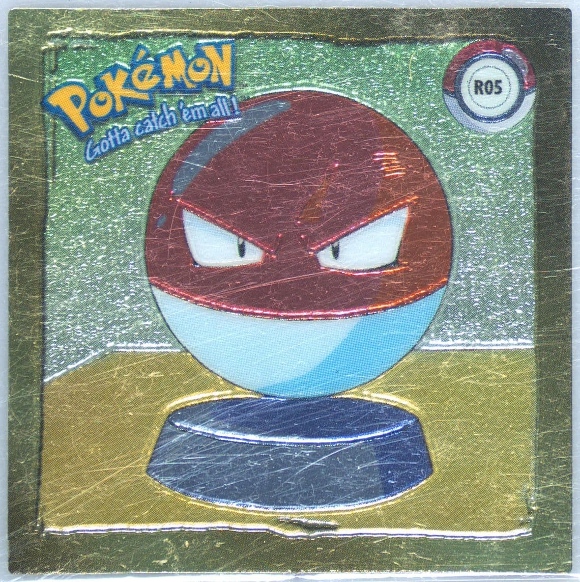 Voltorb (R05) 1999 Pokemon Stickers Series 1 Rare Gold Stickers