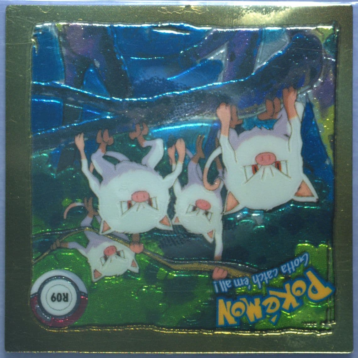 Mankey (R09) 1999 Pokemon Stickers Series 1 Rare Gold Stickers