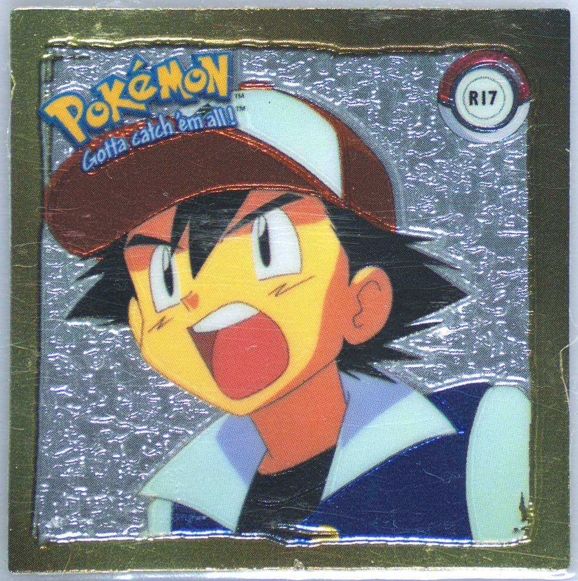 Ash (R17) 1999 Pokemon Stickers Series 1 Rare Gold Stickers
