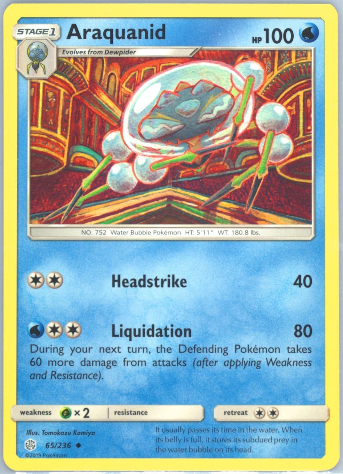 Araquanid (65) 2019 Pokemon Sun & Moon Cosmic Eclipse