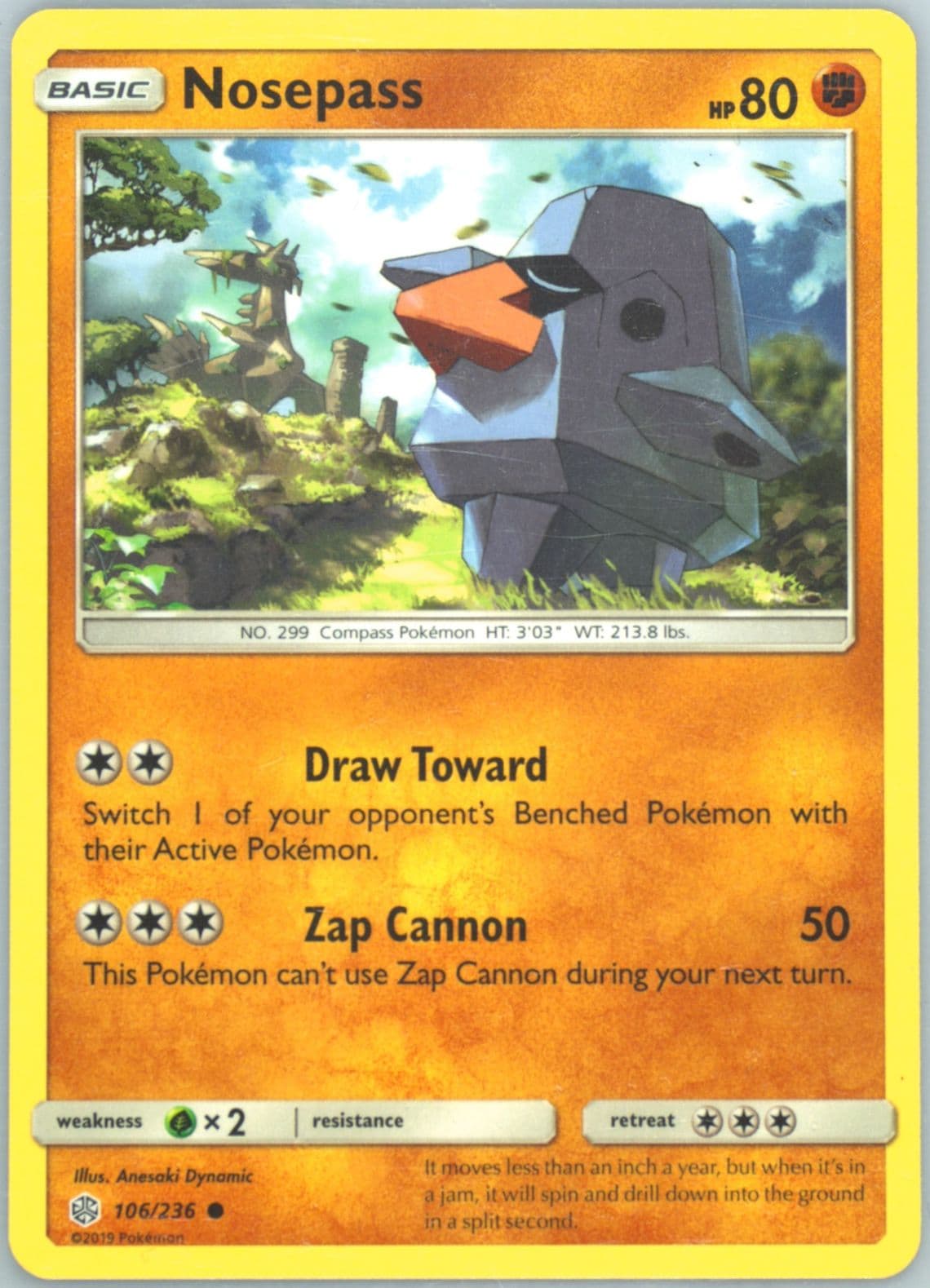 Nosepass (106) 2019 Pokemon Sun & Moon Cosmic Eclipse