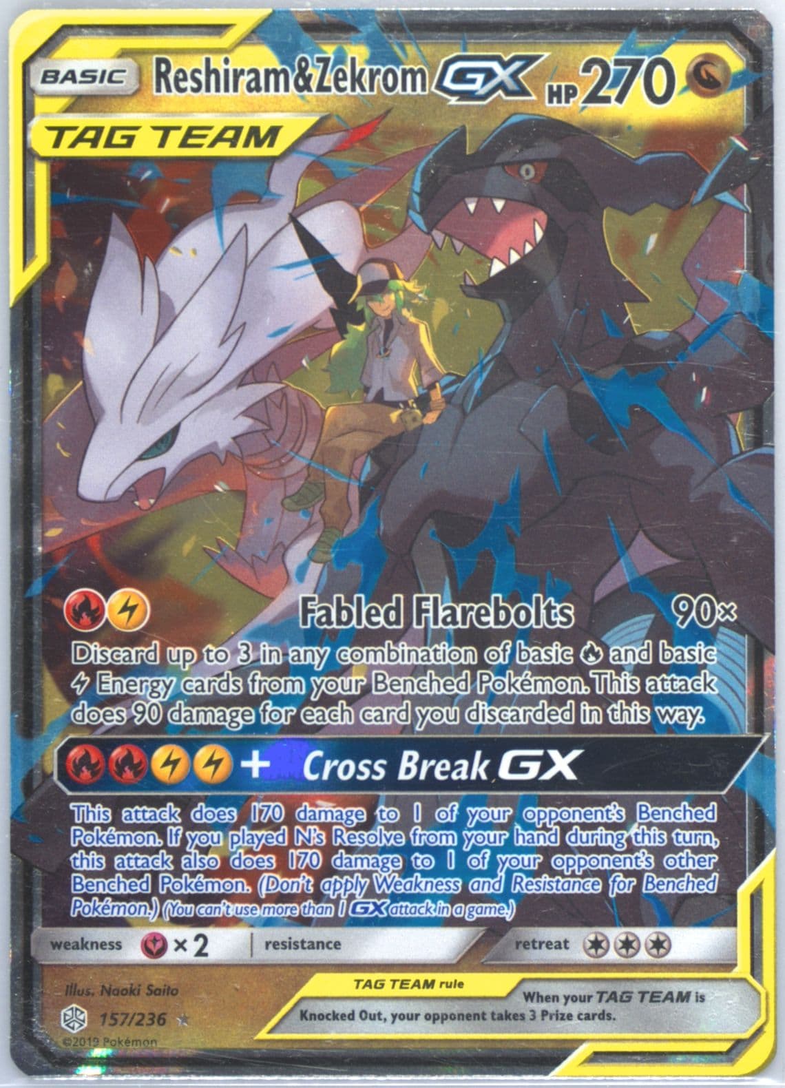 Reshiram & Zekrom GX (157) 2019 Pokemon Sun & Moon Cosmic Eclipse