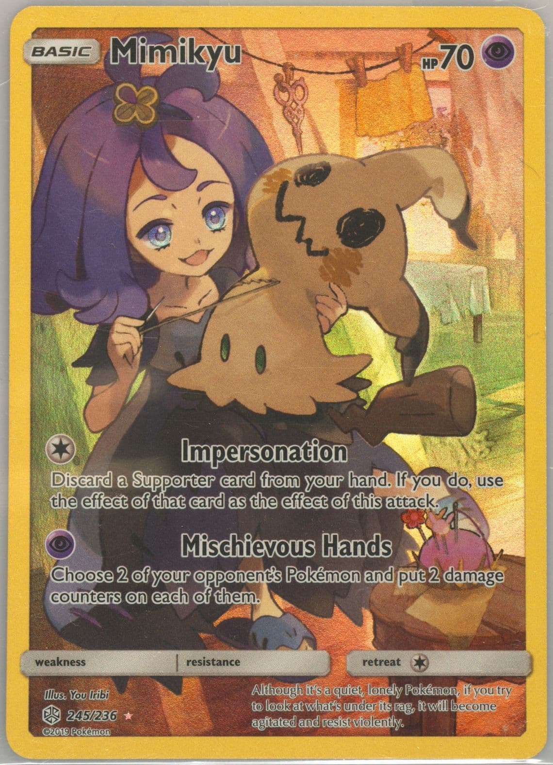 Full Art/Mimikyu Secret (245) 2019 Pokemon Sun & Moon Cosmic Eclipse