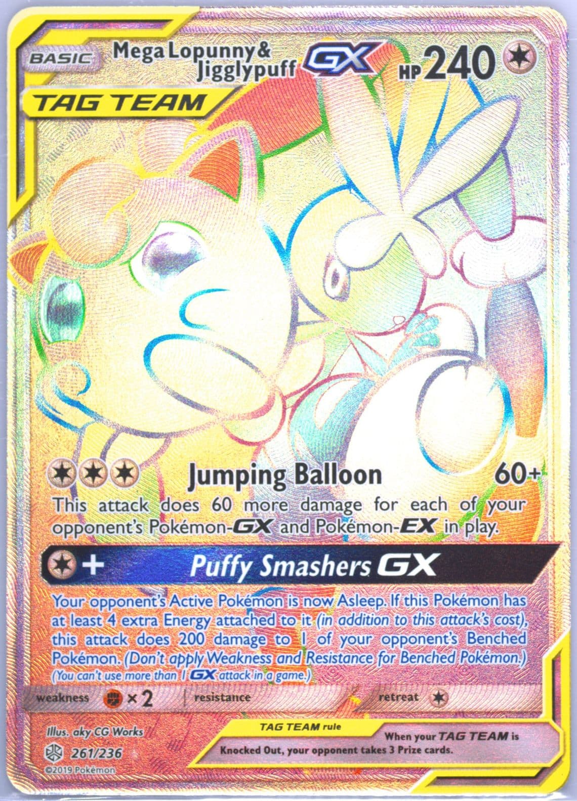 Full Art/Mega-Lopunny & Jigglypuff GX Secret (261) 2019 Pokemon Sun & Moon Cosmic Eclipse