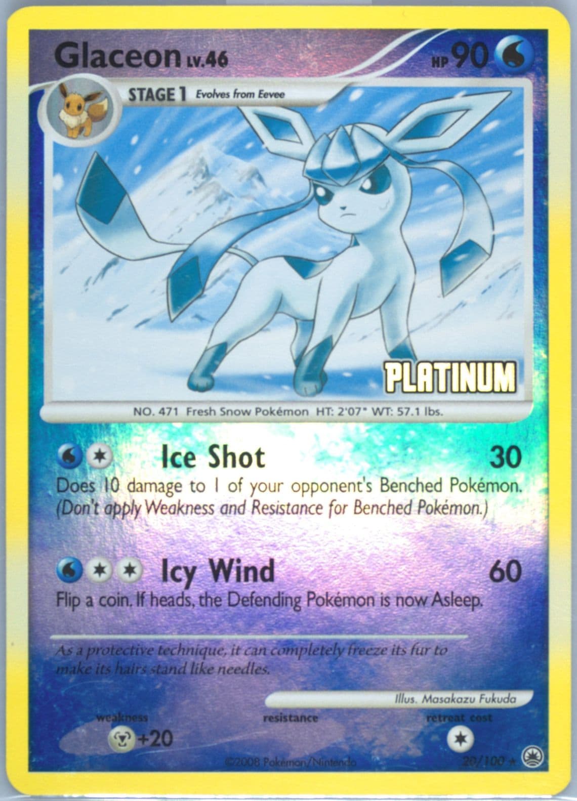 Glaceon-Reverse Foil Burger King Collection 2009 (20) 2008 Pokemon Diamond & Pearl Majestic Dawn