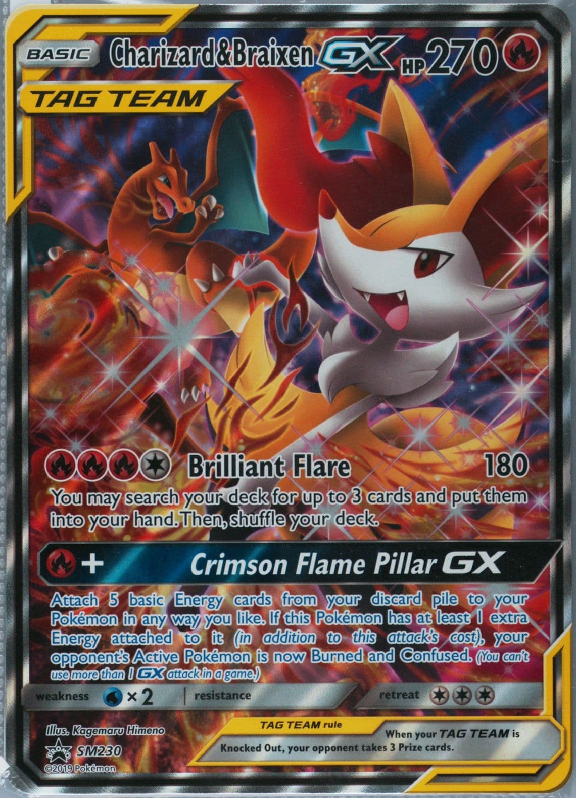 Full Art/Charizard & Braixen GX Tag Team Generations Premium Collection-Jumbo (SM230) 2019 Pokemon SM Black Star Promo