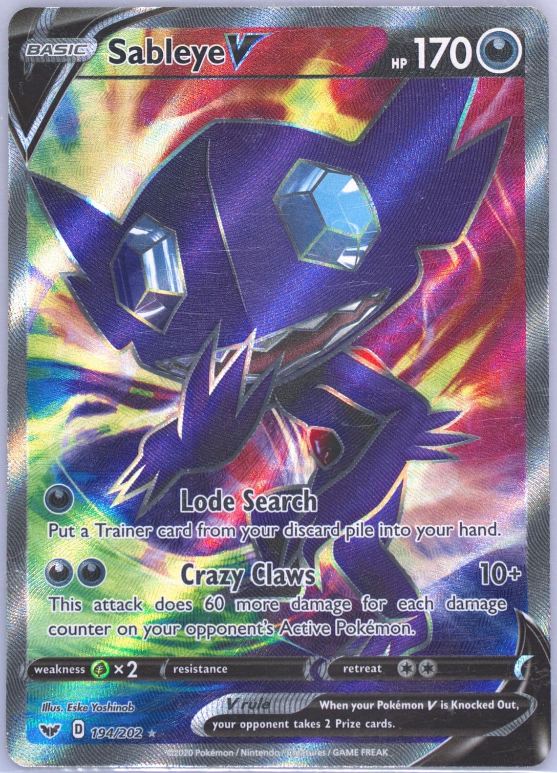 Full Art/Sableye V (194) 2020 Pokemon Sword & Shield