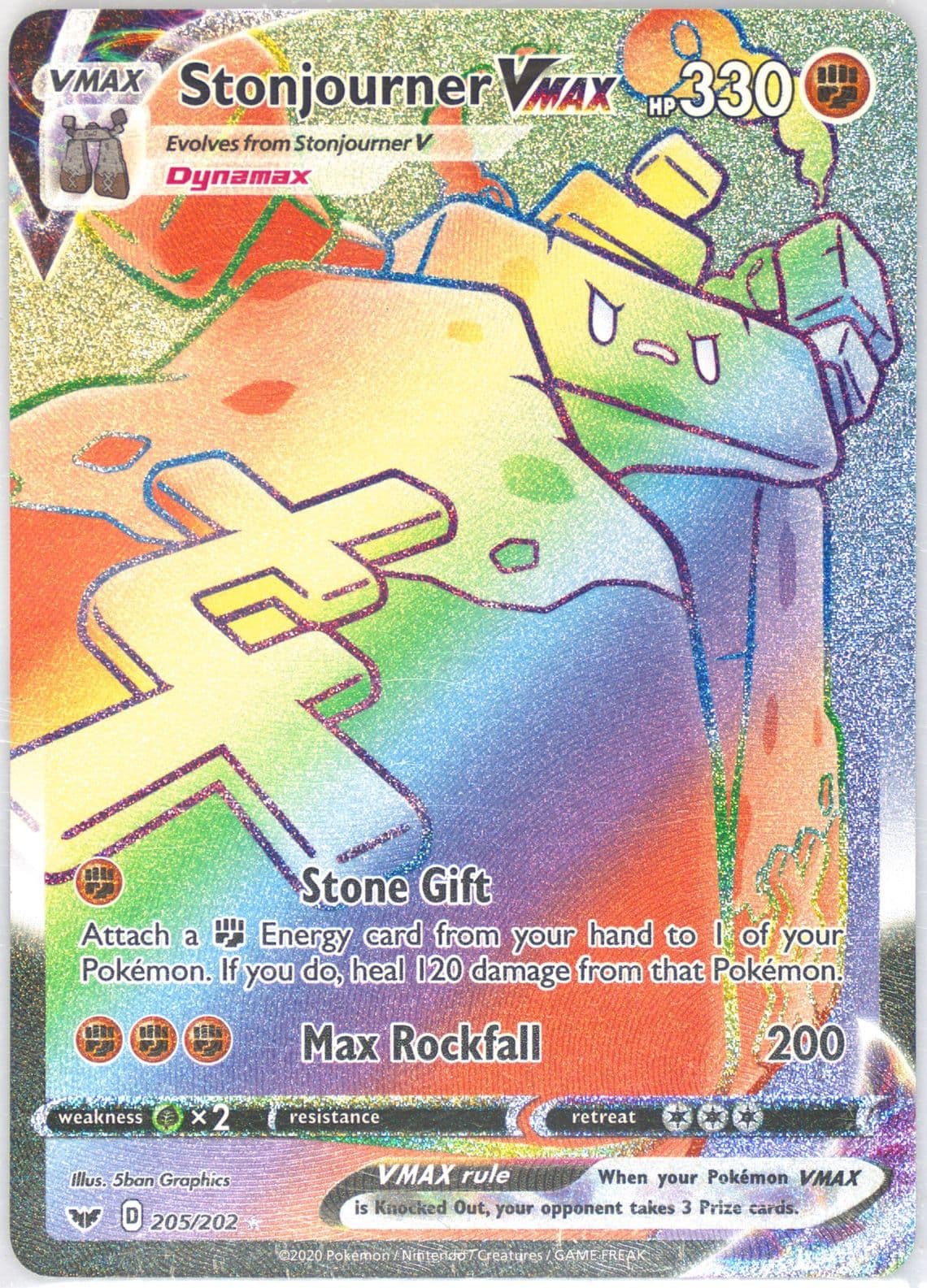 Full Art/Stonjourner Vmax Secret (205) 2020 Pokemon Sword & Shield