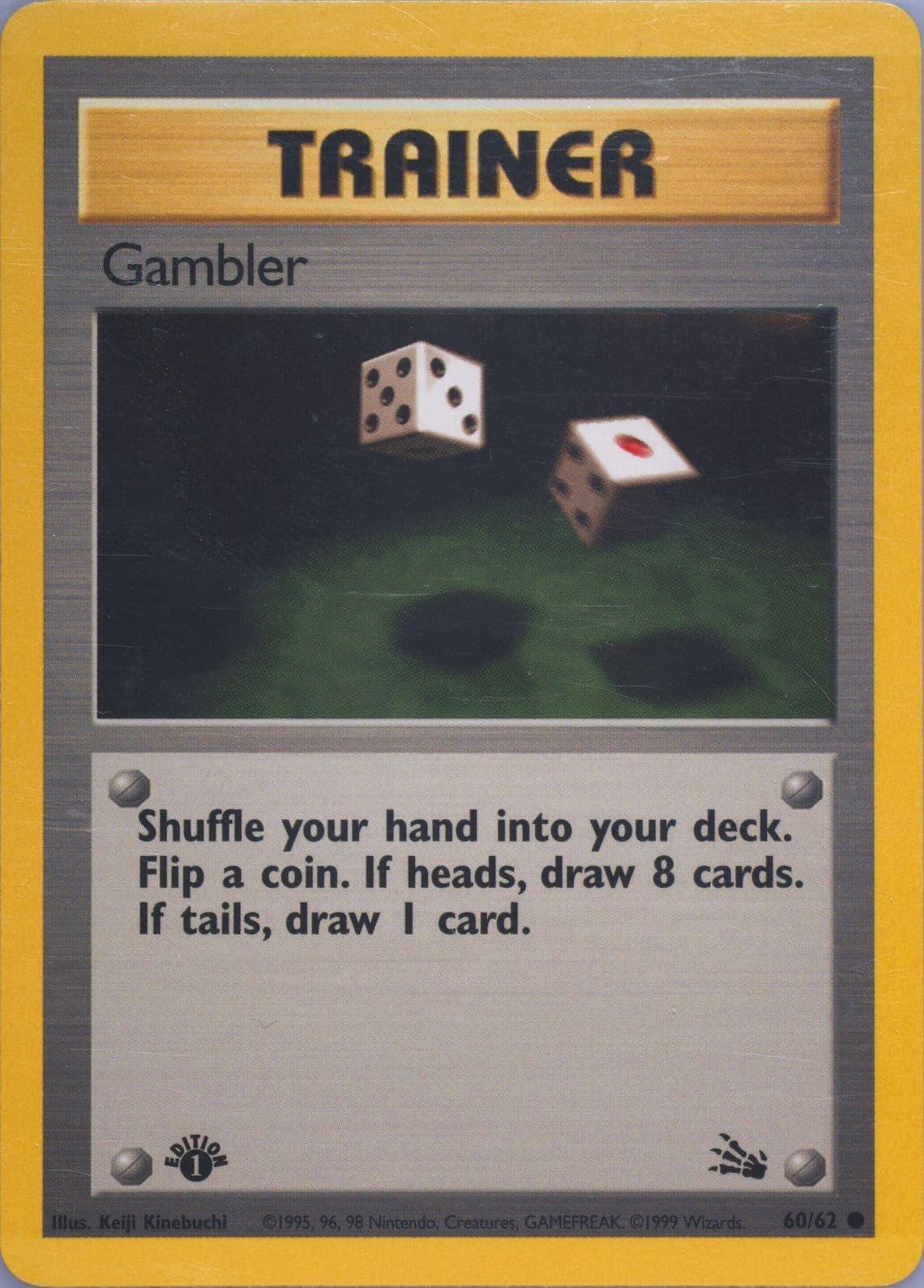 Gambler 1st Edition (60) 1999 Pokemon Fossil