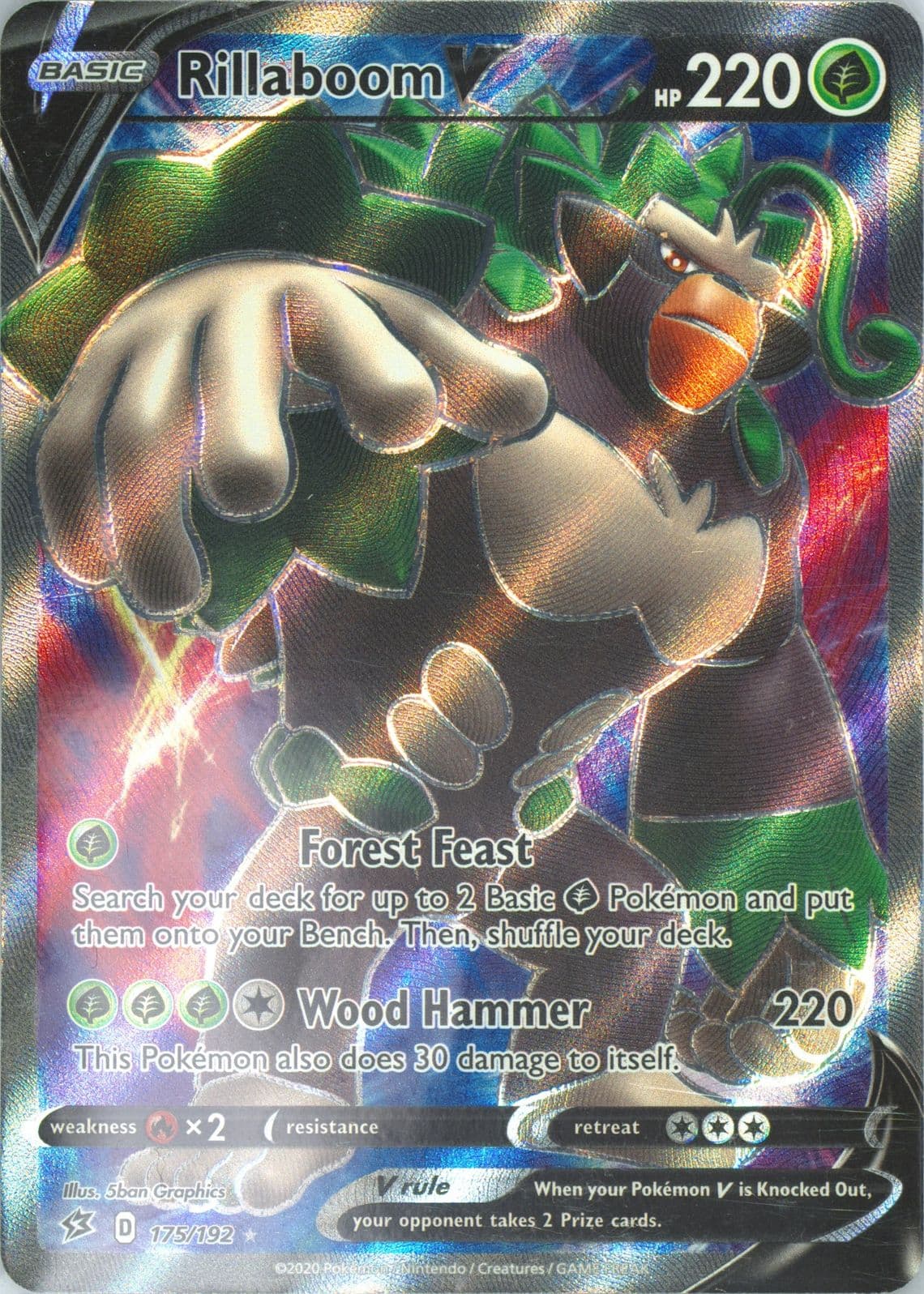 Full Art/Rillaboom V (175) 2020 Pokemon Sword & Shield Rebel Clash