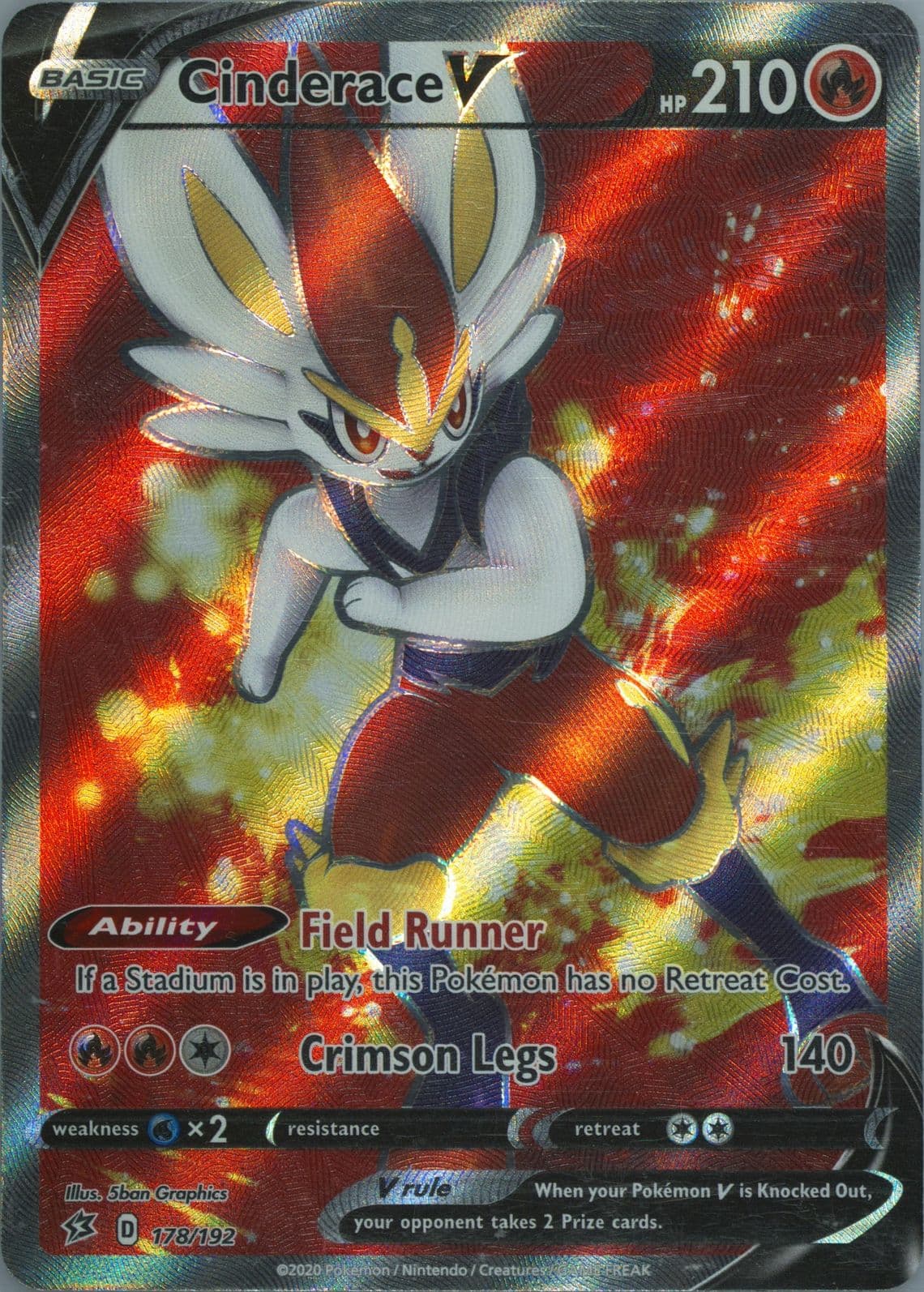 Full Art/Cinderace V (178) 2020 Pokemon Sword & Shield Rebel Clash