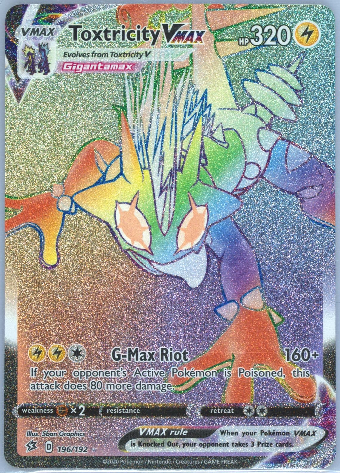 Full Art/Toxtricity Vmax Secret (196) 2020 Pokemon Sword & Shield Rebel Clash