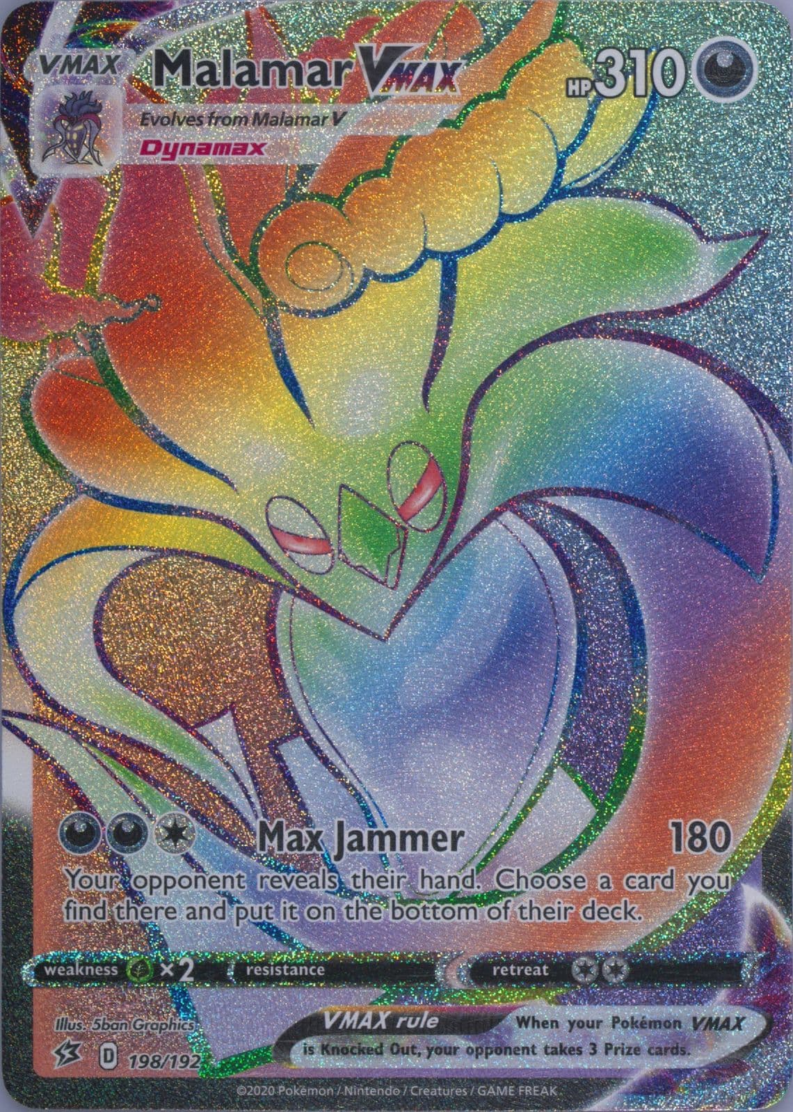 Full Art/Malamar Vmax Secret (198) 2020 Pokemon Sword & Shield Rebel Clash