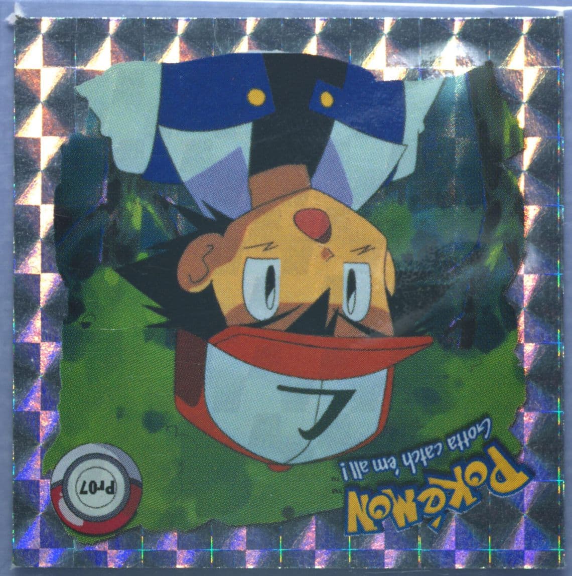 Ash (PR07) 1999 Pokemon Stickers Series 1 Bonus Prism Stickers
