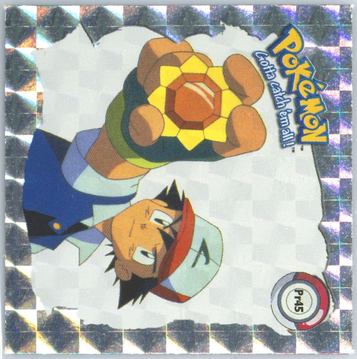 Ash (PR45) 1999 Pokemon Stickers Series 1 Bonus Prism Stickers