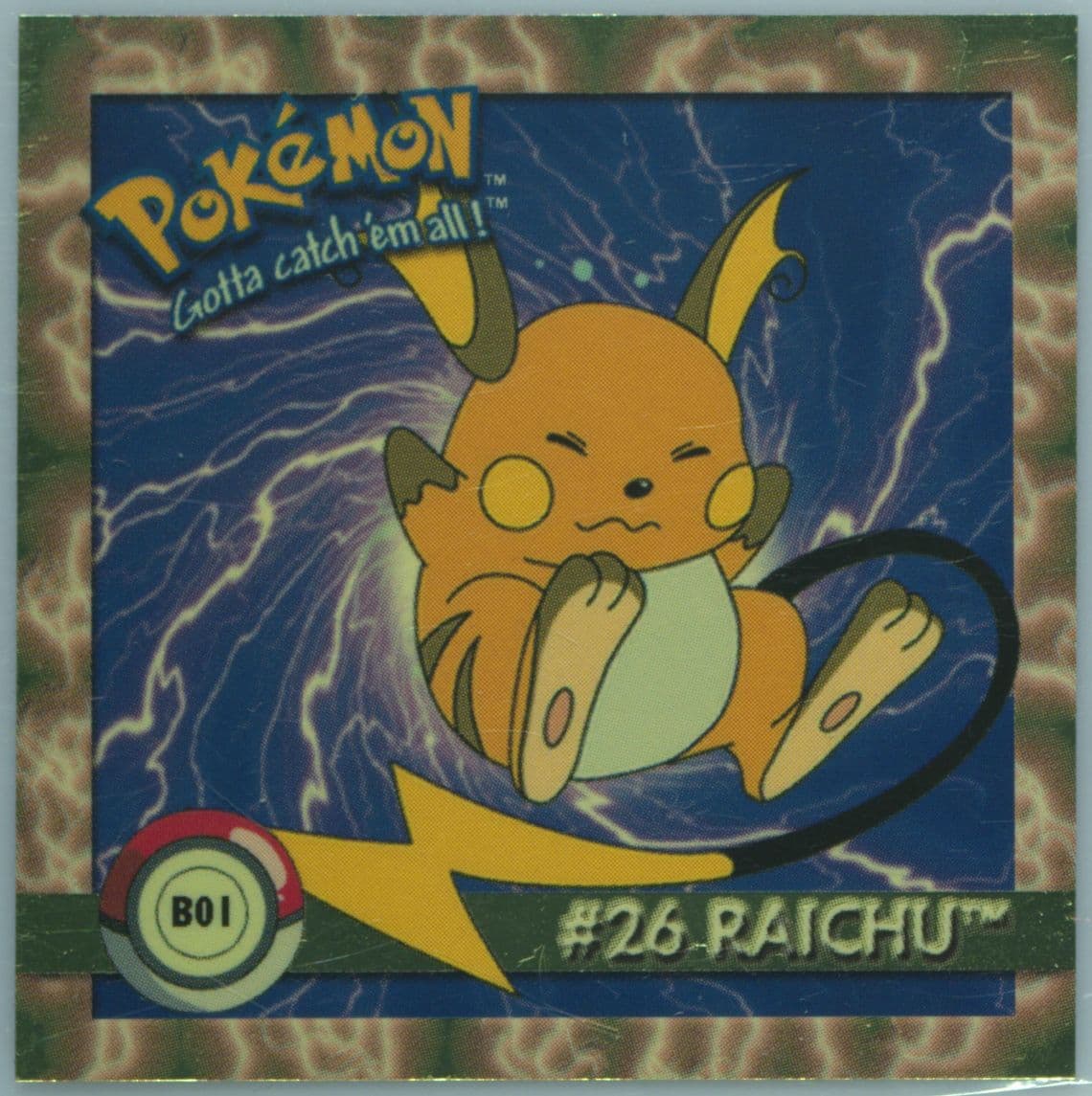 Raichu (B01) 1999 Pokemon Stickers Series 1 Album Bonus Sticker