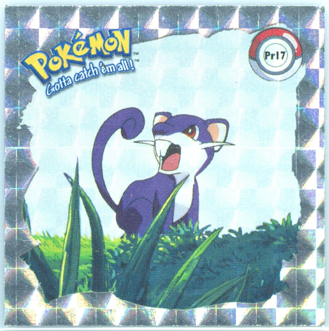 Rattata (PR17) 1999 Pokemon Stickers Series 1 Bonus Prism Stickers