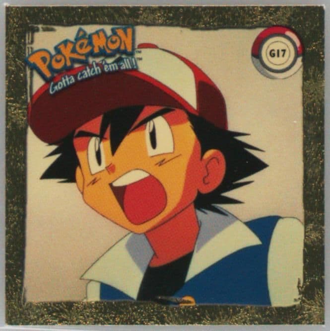 Ash (G17) 1999 Pokemon Stickers Series 1 Rare Gold Stickers