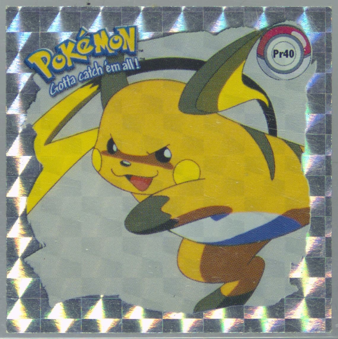 Raichu (PR40) 1999 Pokemon Stickers Series 1 Bonus Prism Stickers