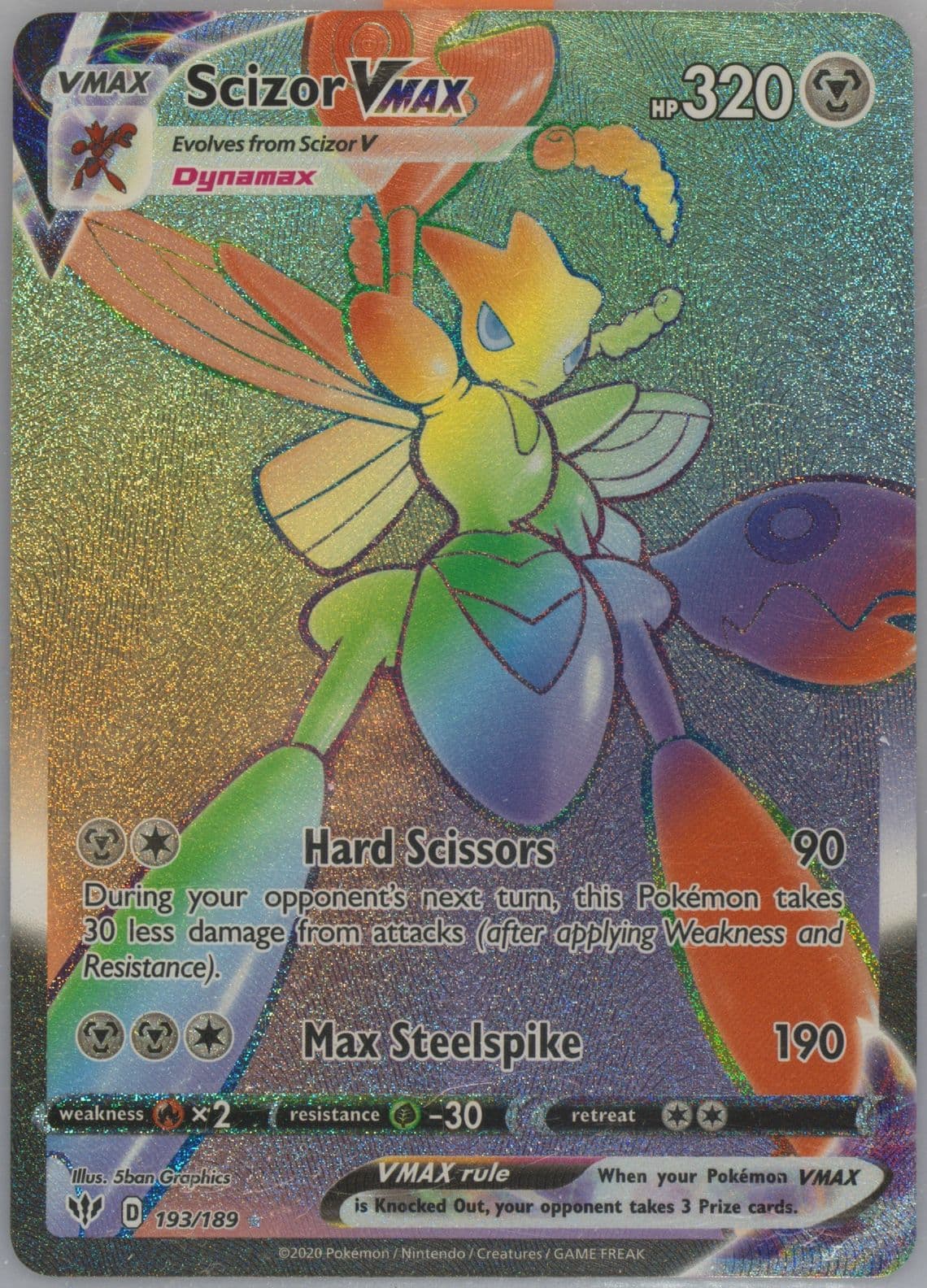 Full Art/Scizor Vmax Secret (193) 2020 Pokemon Sword & Shield Darkness Ablaze