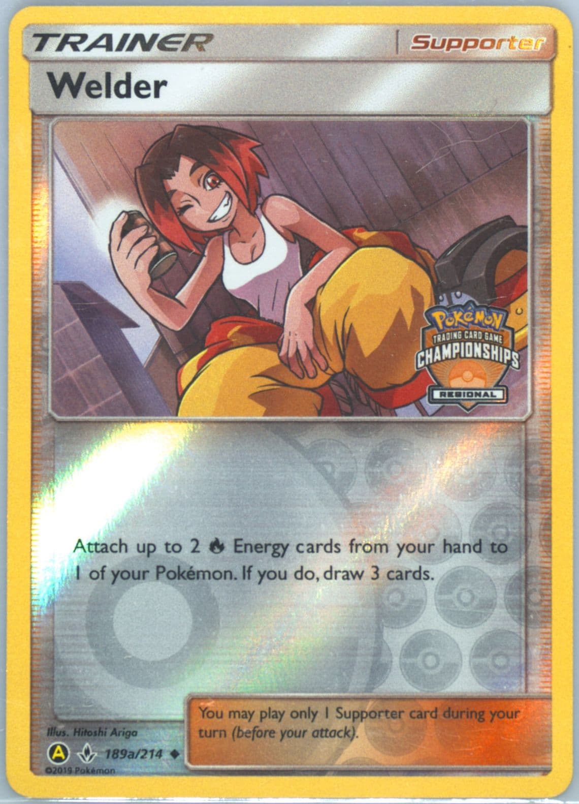 Welder-Reverse Foil Yellow A Alternate Art Regional Championships (189a) 2019 Pokemon Sun & Moon Unbroken Bonds