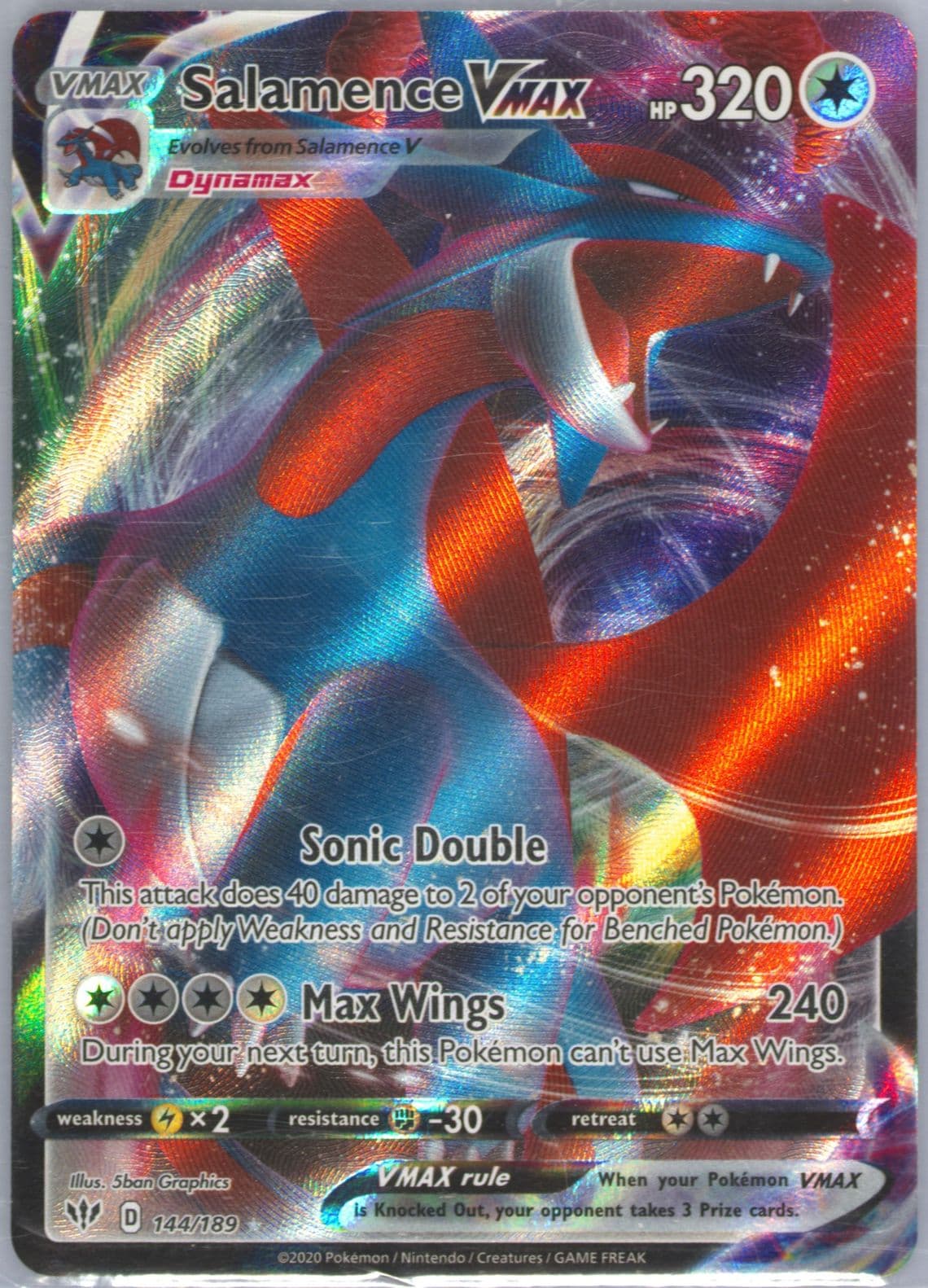 Full Art/Salamence Vmax (144) 2020 Pokemon Sword & Shield Darkness Ablaze